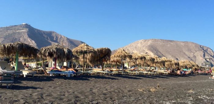 Travel Tuesday with Taylor to Santorini, Greece 2 Beautiful Perivolos Beach from the Aegean Sea