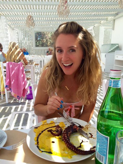 Travel Tuesday with Taylor to Paros, Greece 4 Enjoying my Greek octopus lunch!