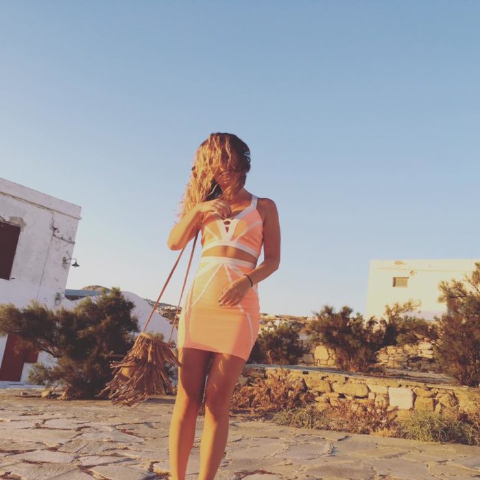 Travel Tuesday with Taylor to Mykonos, Greece 3 Enjoying a lovely sunset and a STRONG sea breeze. All laughs and smiles here!