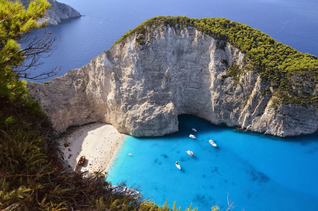 Navagio Beach, or Shipwreck Beach in Zakynthos Greece