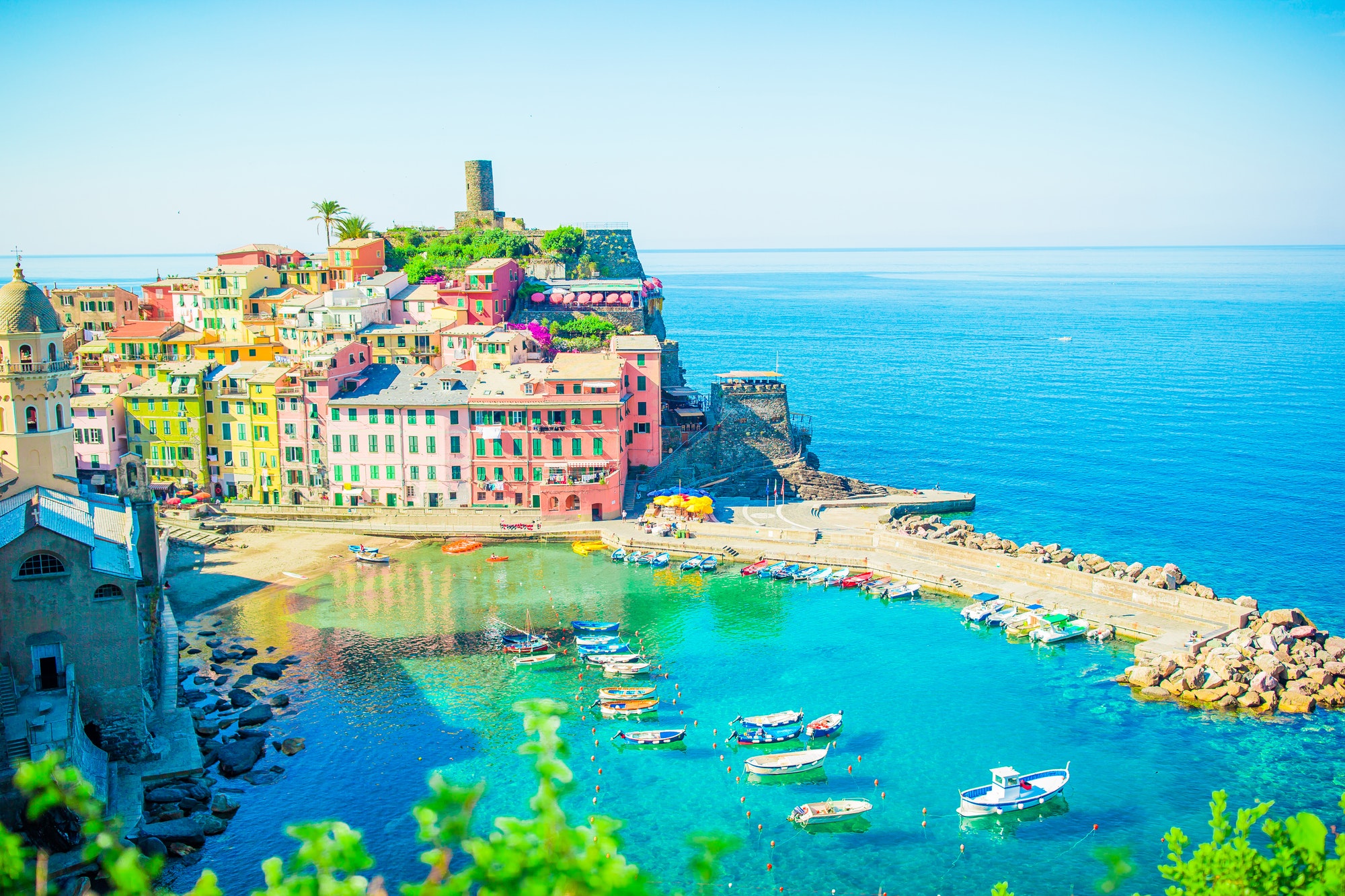 Beautiful Vernazza in Cinque Terre. One of five famous colorful villages of Cinque Terre National