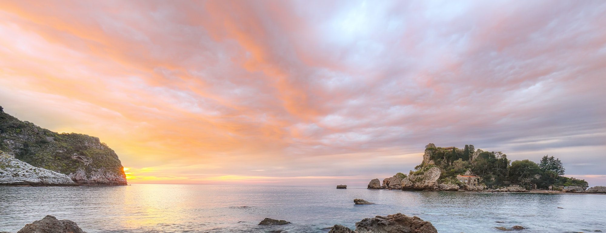 Unbelievable view of Isola Bella island and beach in Taormina.